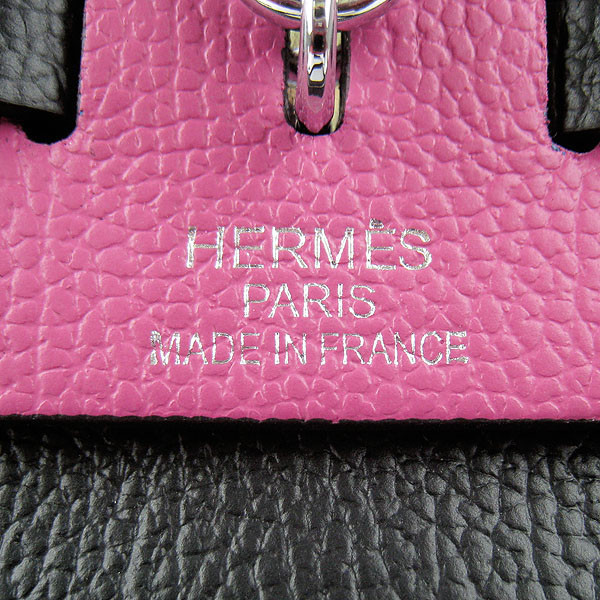 7A Replica Hermes Black/Peach Kelly 32cm Togo Leather Bag 60667